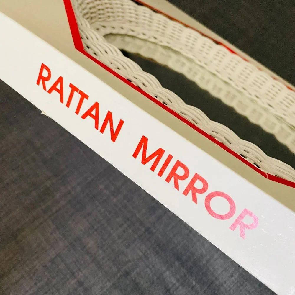 Rattan Hand Crafted Oval White Mirror 12x16” Vintage NIB
